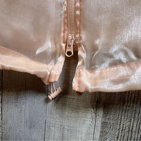 Future Collective Peach Color Organza Hooded Jacket w/Zippered Front & Pockets - Picture 7 of 15